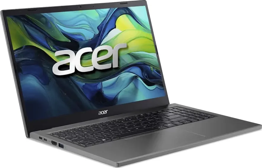 Visão interna do teclado e tela do Acer Aspire Go
