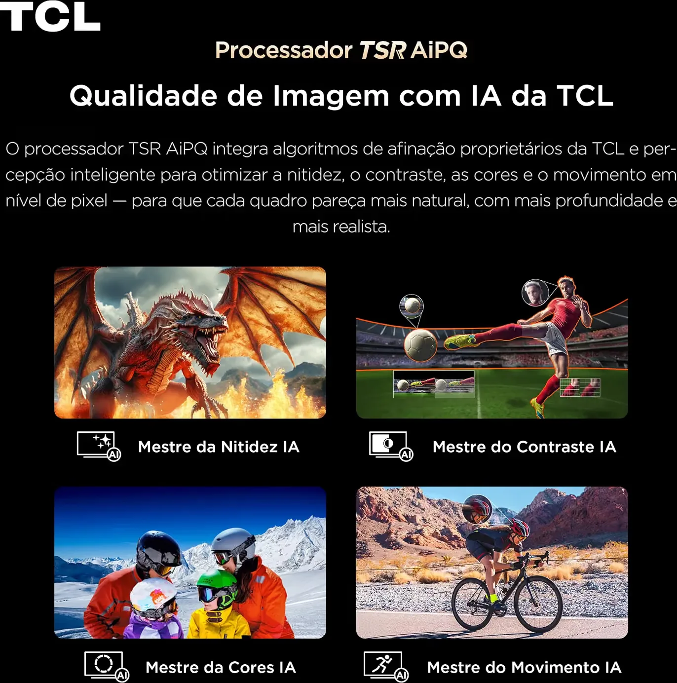 Interface do Google TV na TV TCL A400M