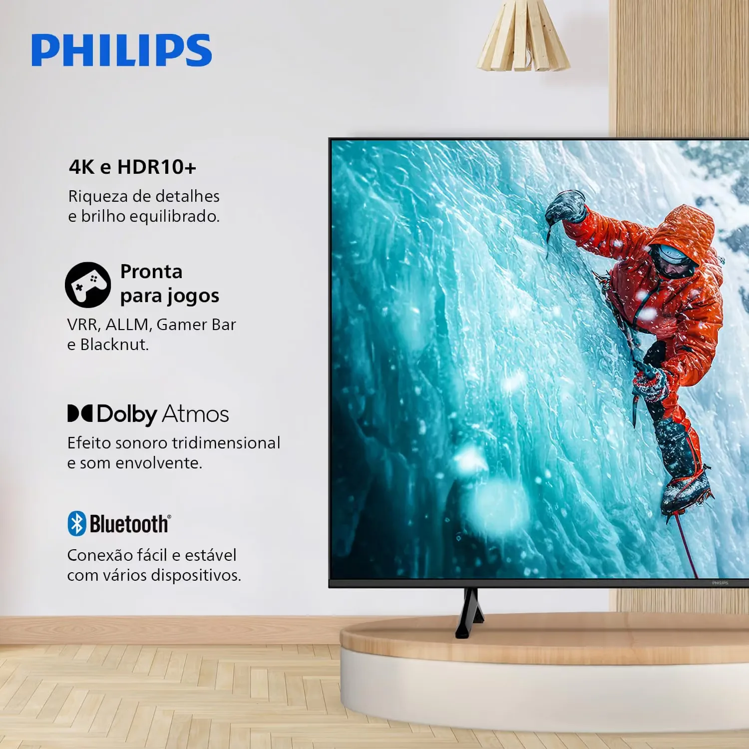 Design e conectividade da Smart TV Philips 50PUG7300