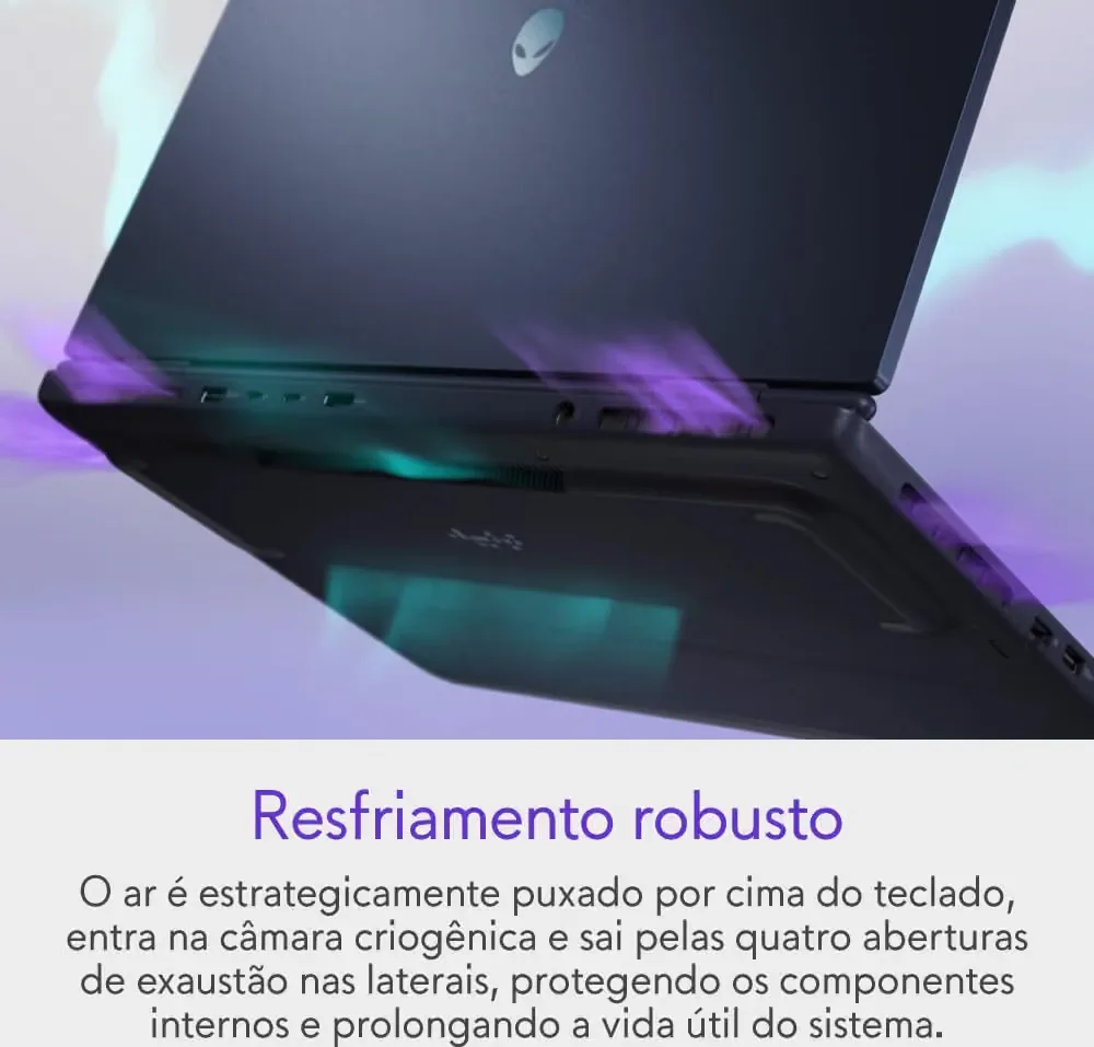 Visão frontal do notebook Alienware 16