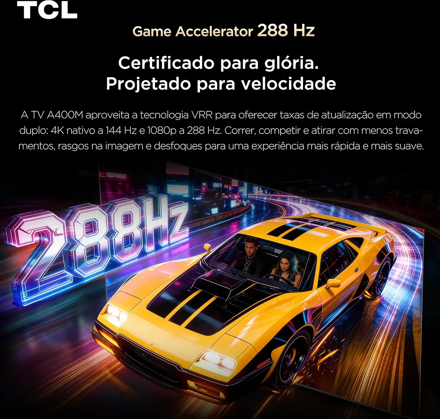 Visão detalhada da TV TCL A400M