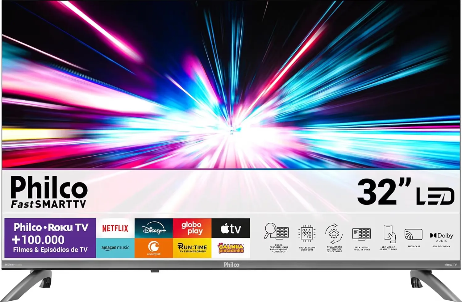 Interface do sistema na Philco Roku TV