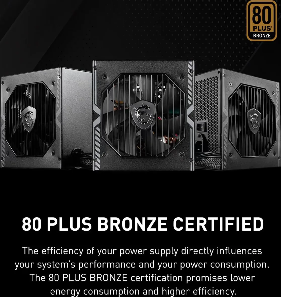 Embalagem e especificações da fonte MSI MAG A650BN